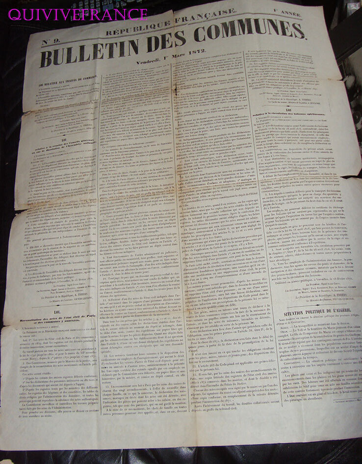 DOC190 - BULLETIN DES COMMUNES 1872 POSTER
