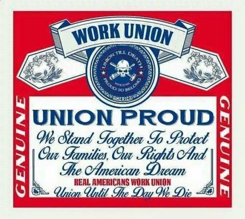 Work Union Union Proud - Beer Sticker   Funny Hardhat Decal