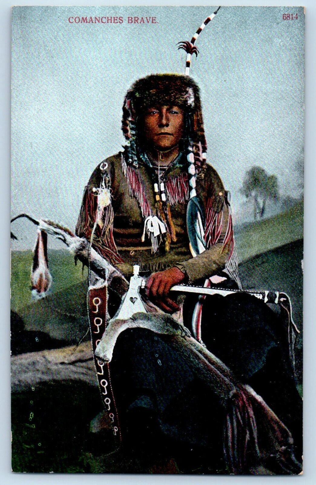 c1910's Postcard Comanches Brave Native American Unposted Antique
