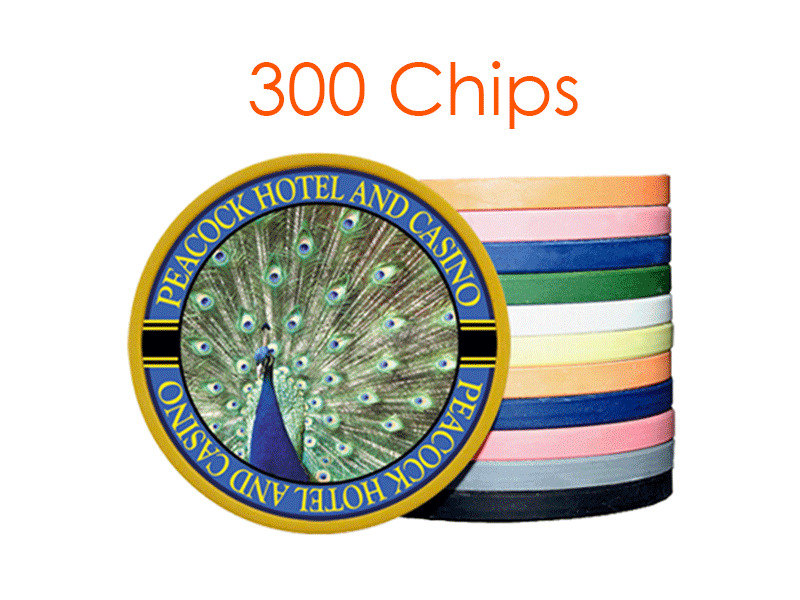 Custom Solid Color Poker Chips w/Your Logo/Design in Full Color - 300 chips