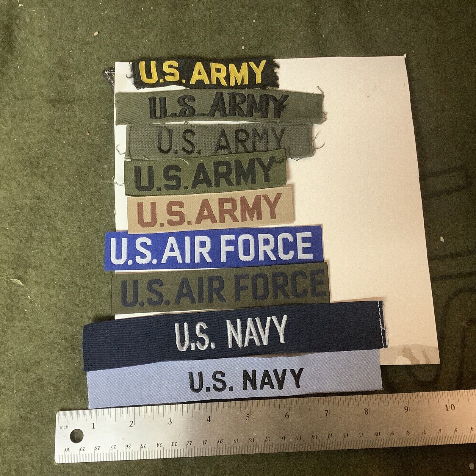 US Army / Navy / Air Force Patch Set ( Uniform Name-Tag 1960 to 70s) 