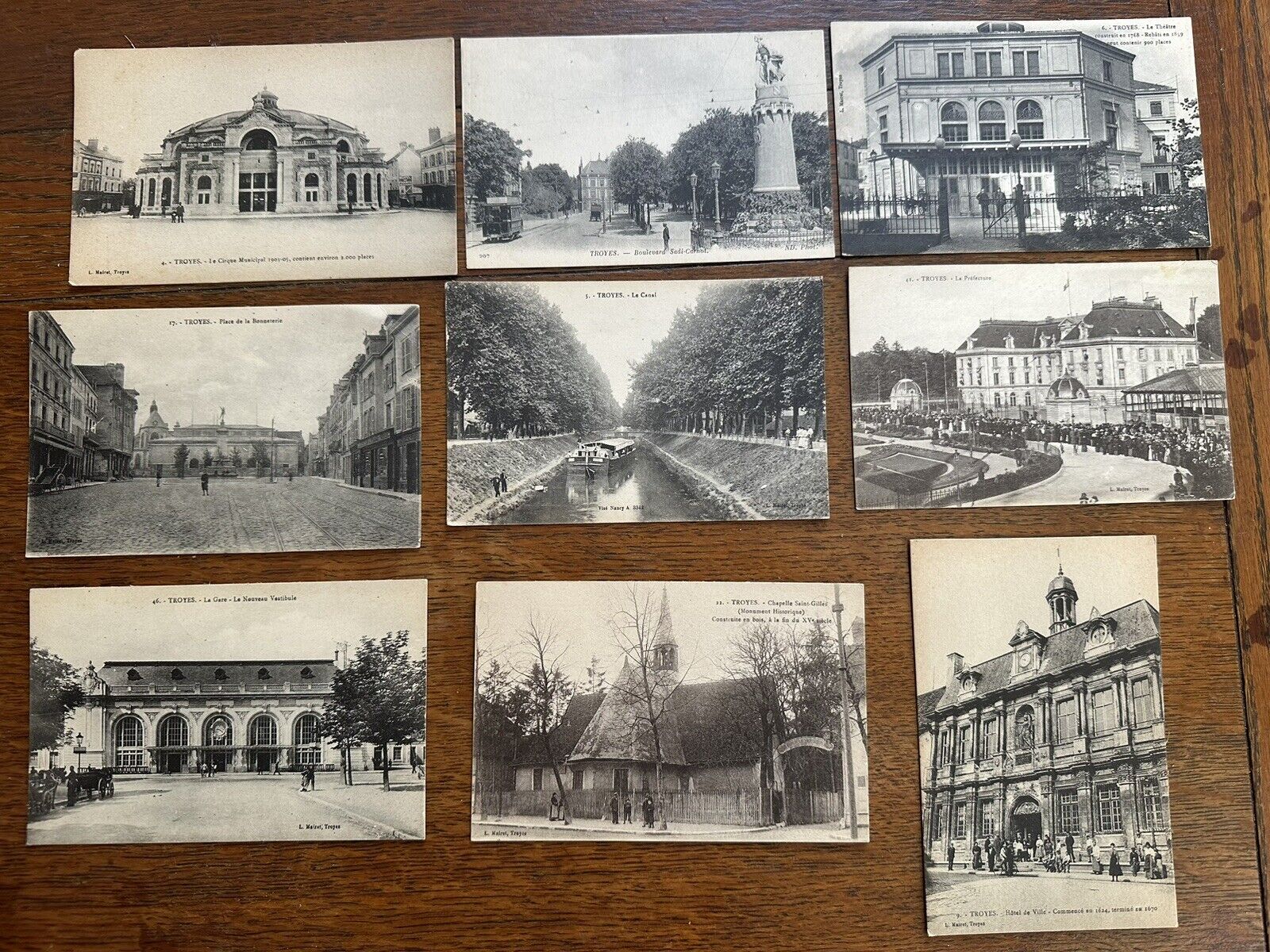 VINTAGE POST CARDS, Troyes, France,  RPPC REAL PHOTO POSTCARD - Lot of Nine (9)