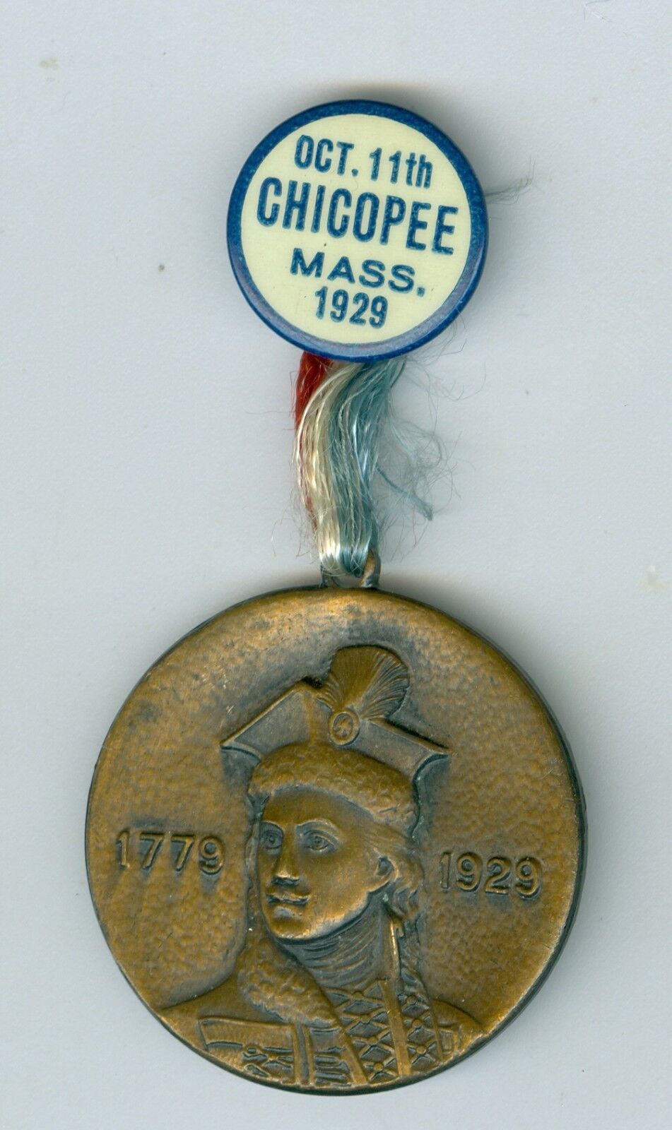 1779-1929 Bronze, Chicopee, Massachusetts, Casimer Pulaski Patriot Medal & Pin