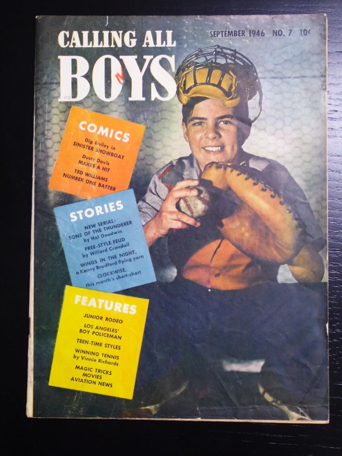 Calling All Boys #7, G+, September 1946, Baseball Cover, Theodore Sturgeon