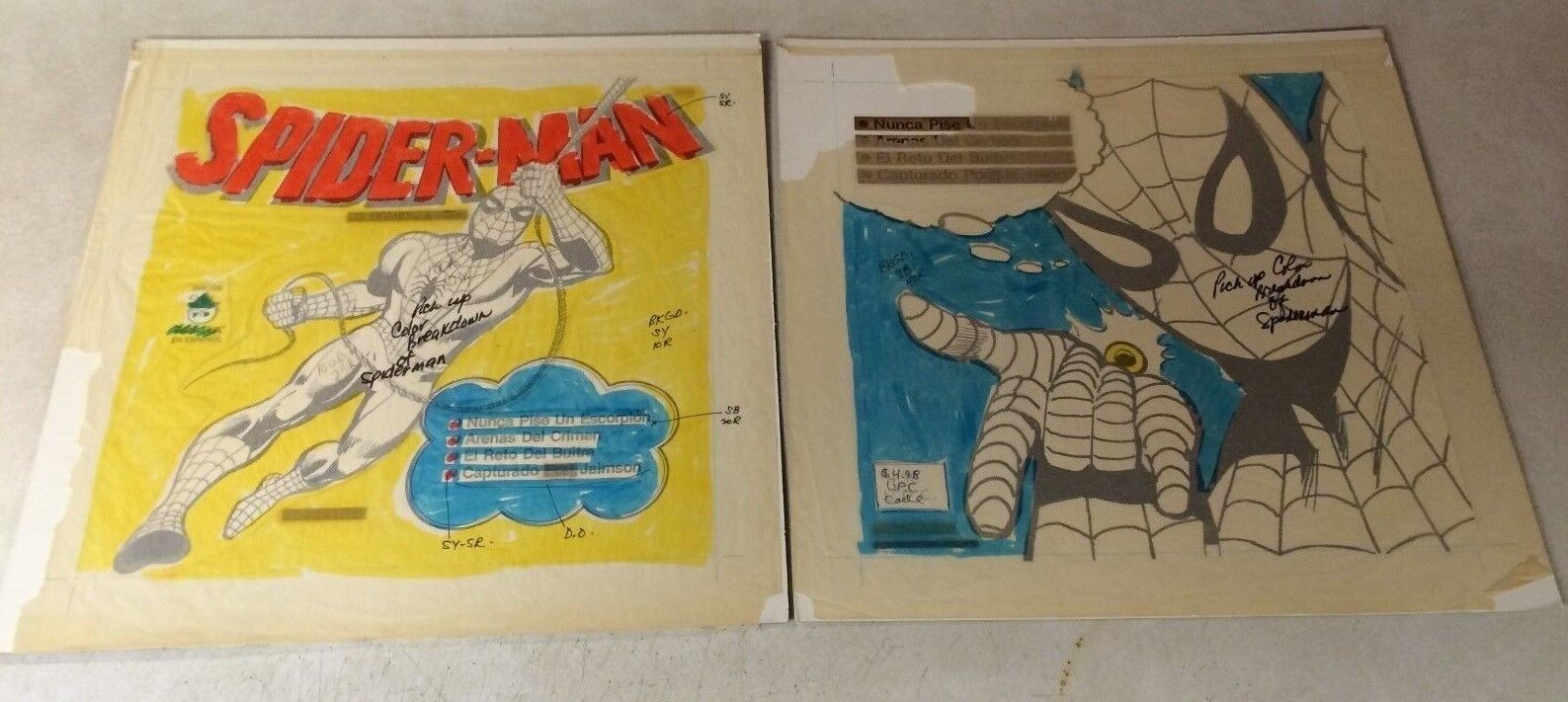 Spider-man record COVER prod ART and COLOR GUIDES Peter Pan 1981 Spanish #804