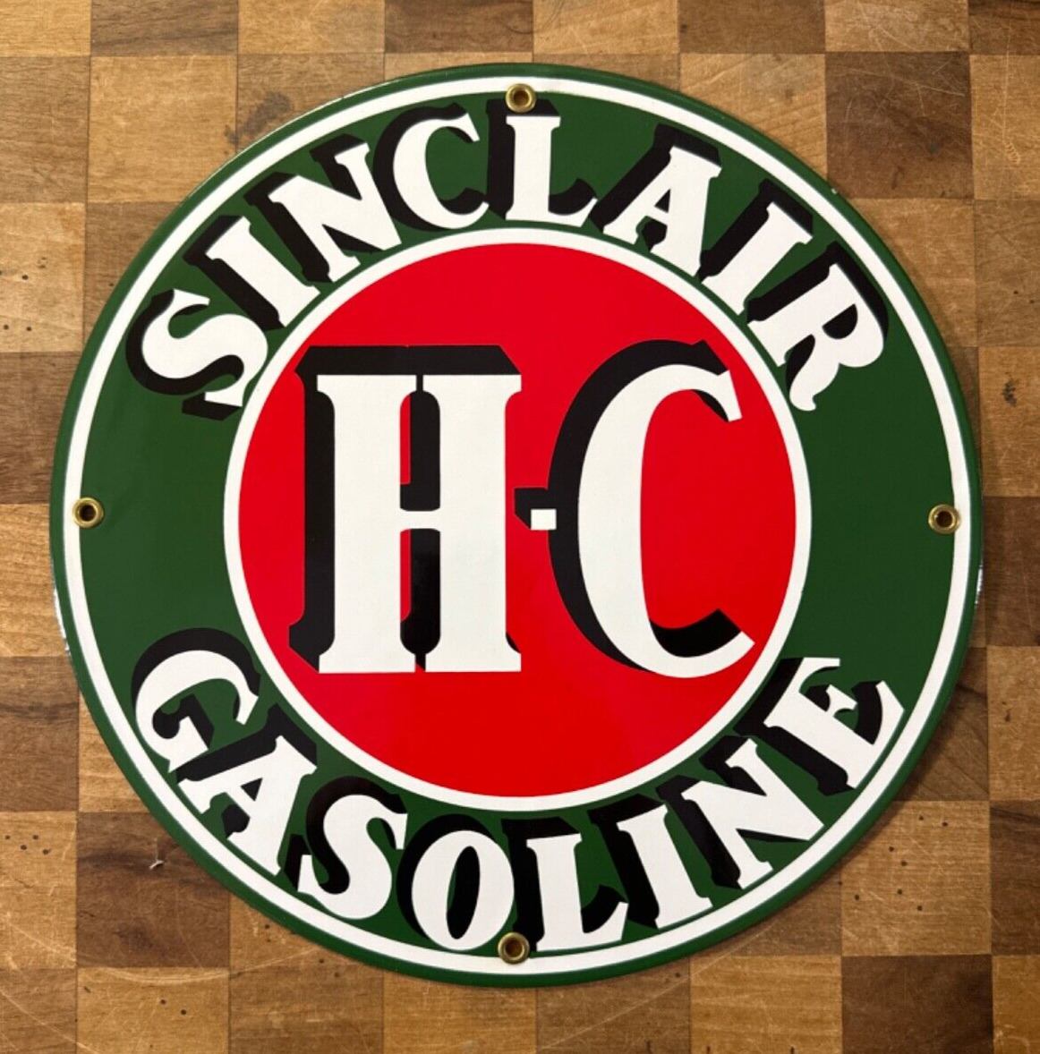 2 Sided Porcelain Sinclair H-C Gasoline Sign