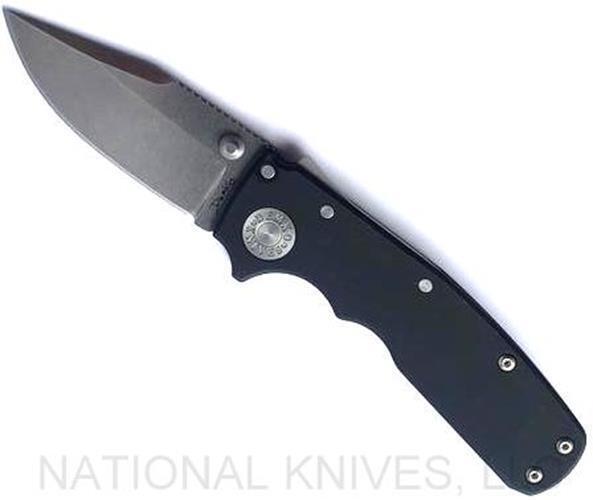 Demko Knives Shark Cub Clip Point Knife Stonewash 20CV Blade Black Aluminum