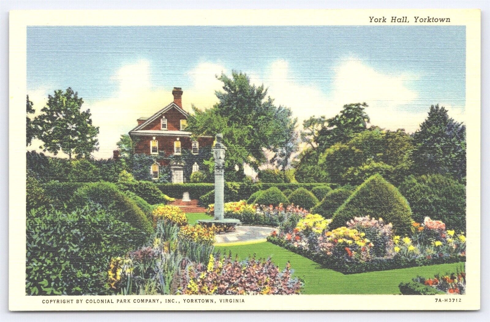 VA Yorktown, York Hall, Garden, Statue, Gen Thomas Nelson Jr, Linen Unposted