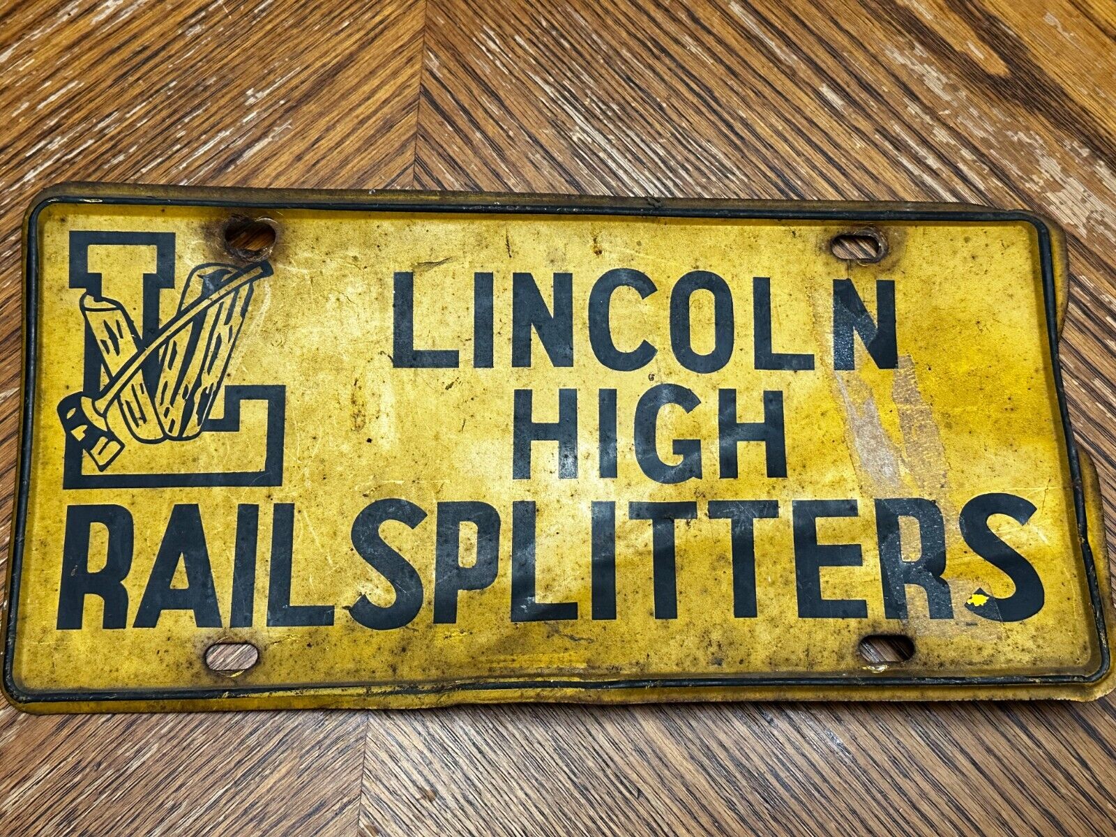 Lincoln High School Rail Splitters License Plate 1950s Philadelphia PA