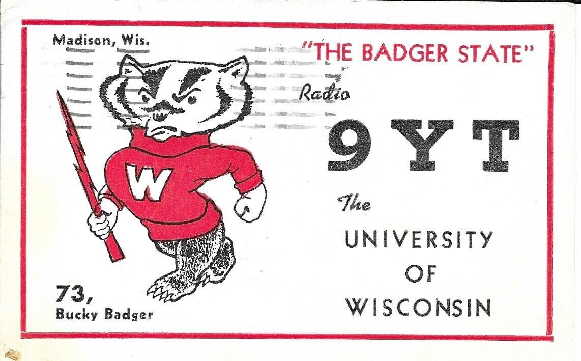 QSL 1959 University of Wisconsin Madison    radio  card