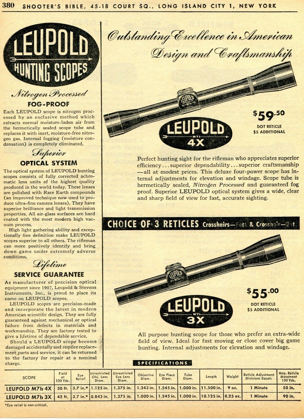 1962 Print Ad of Leupold M7b 4X & 3X Hunting Rifle Scope