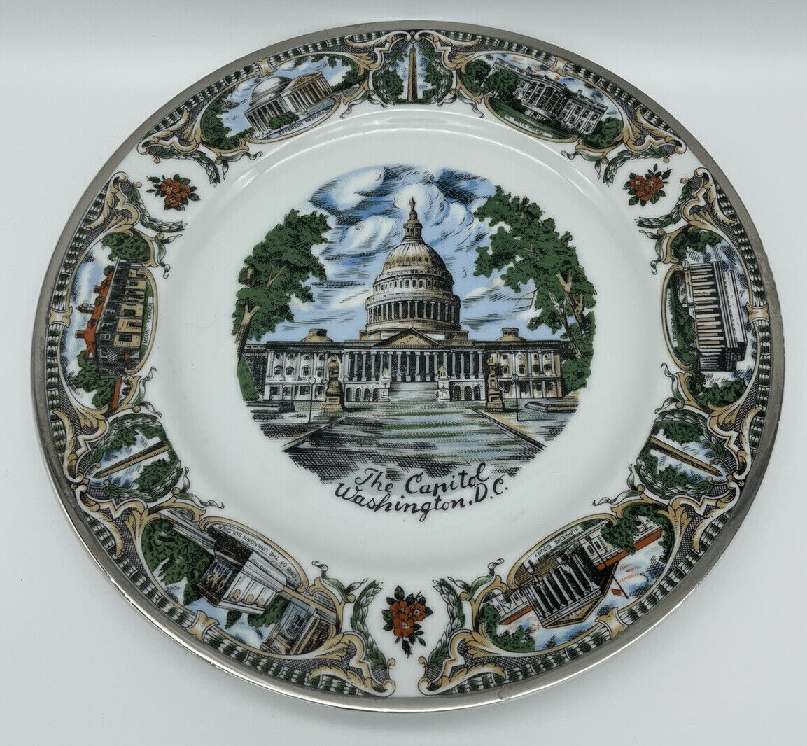 Vintage CAPSCO WASHINGTON DC Souvenir Plate - US Capitol Building & DC Sites