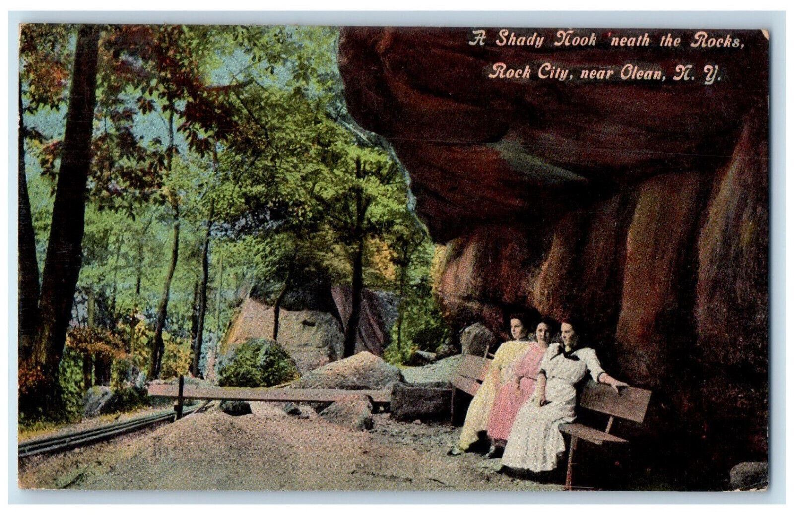 1914 Shady Nook Neath The Rocks, Rock City Olean NY Black Creek NY Postcard
