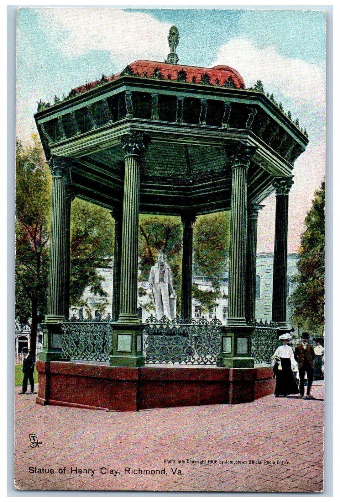 Richmond Virginia VA Postcard Statue Of Henry Clay Gazebo Scene c1910's Tuck