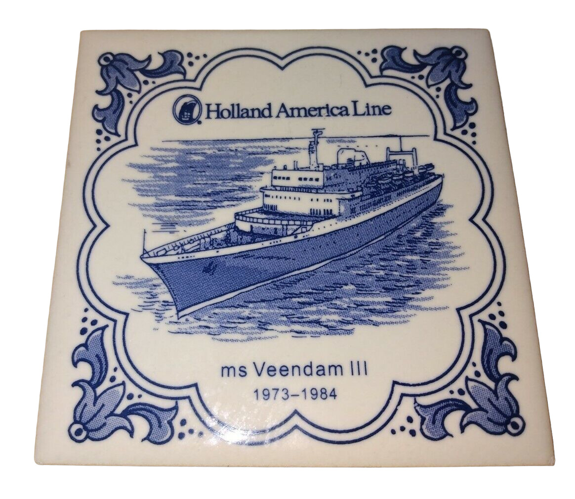 Vintage Holland America Cruise Ship Line MS Veendam III 1973-1984 Drink Coaster