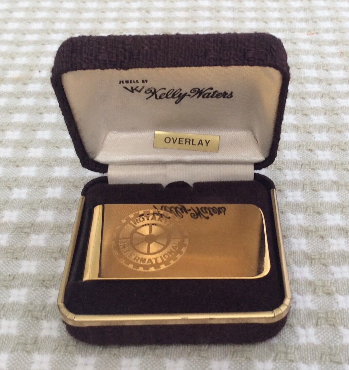 Rotary International Kelly Waters Money Clip Gold Tone