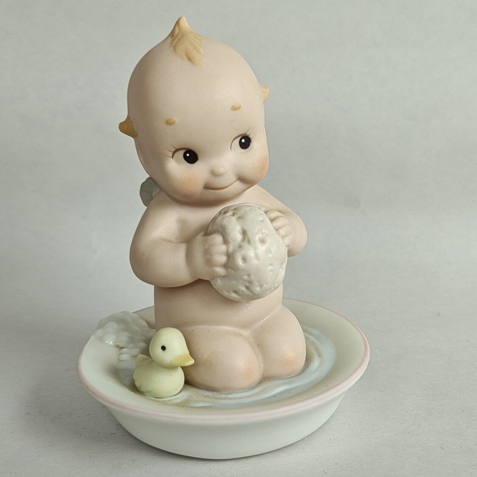 VTG 90s Kewpie Rose O\'Neill Baby Bath Tub Rubber Duck Enesco Ceramic Cupid