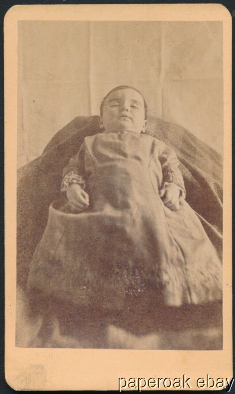 ca1880's Post Mortem Dead Baby Carte De Visite Photo Paris, Illinois