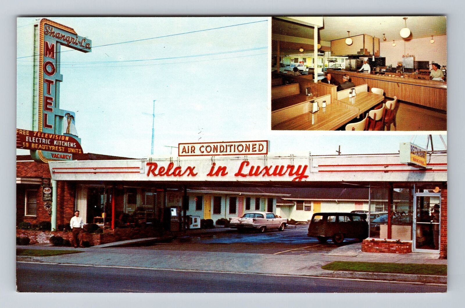 Portland OR-Oregon, Shangri-La Motel, Souvenir, Antique, Vintage Postcard