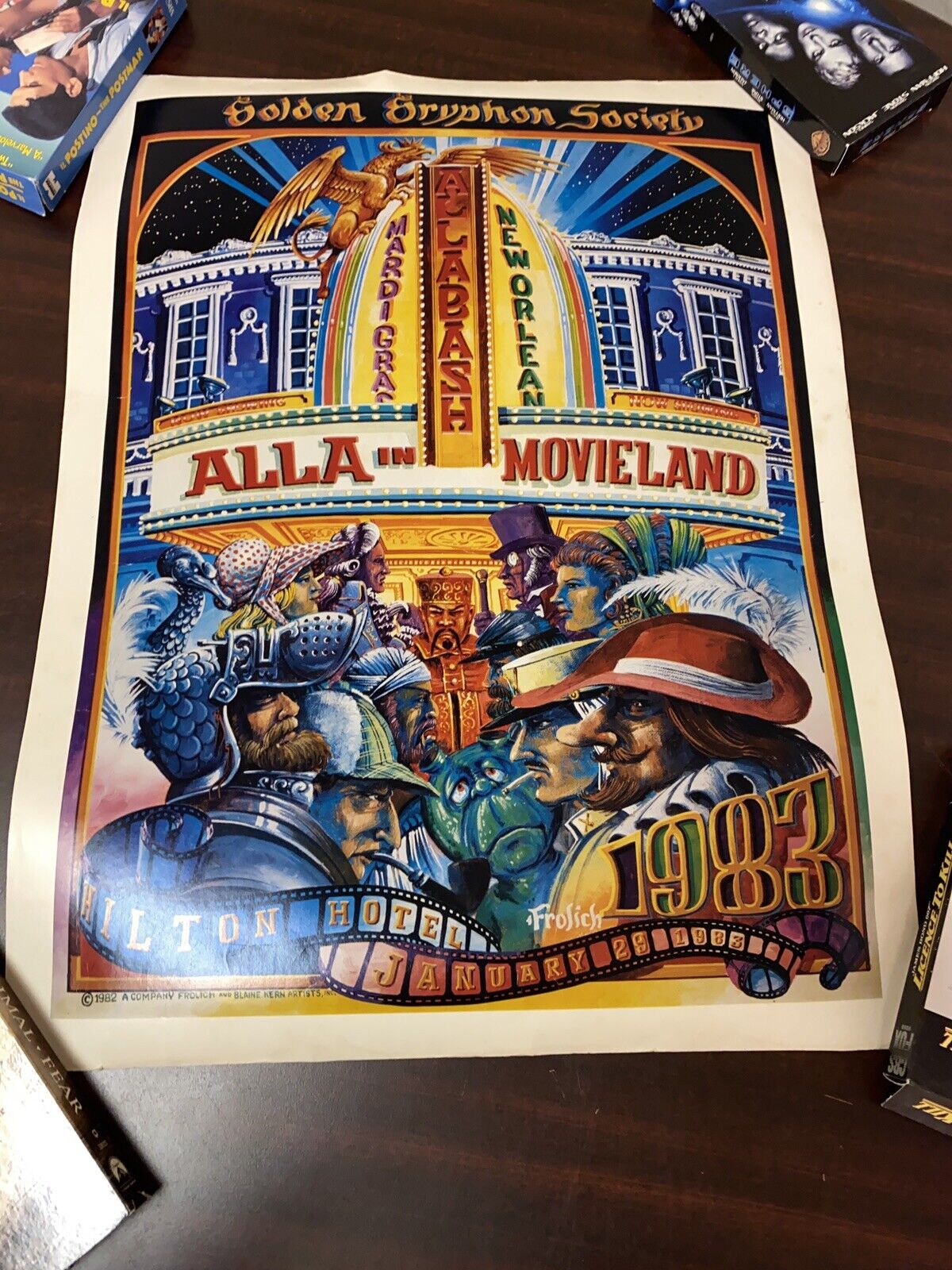 Krewe of Alla 1983 poster mardi gras frolich double sided 25x19