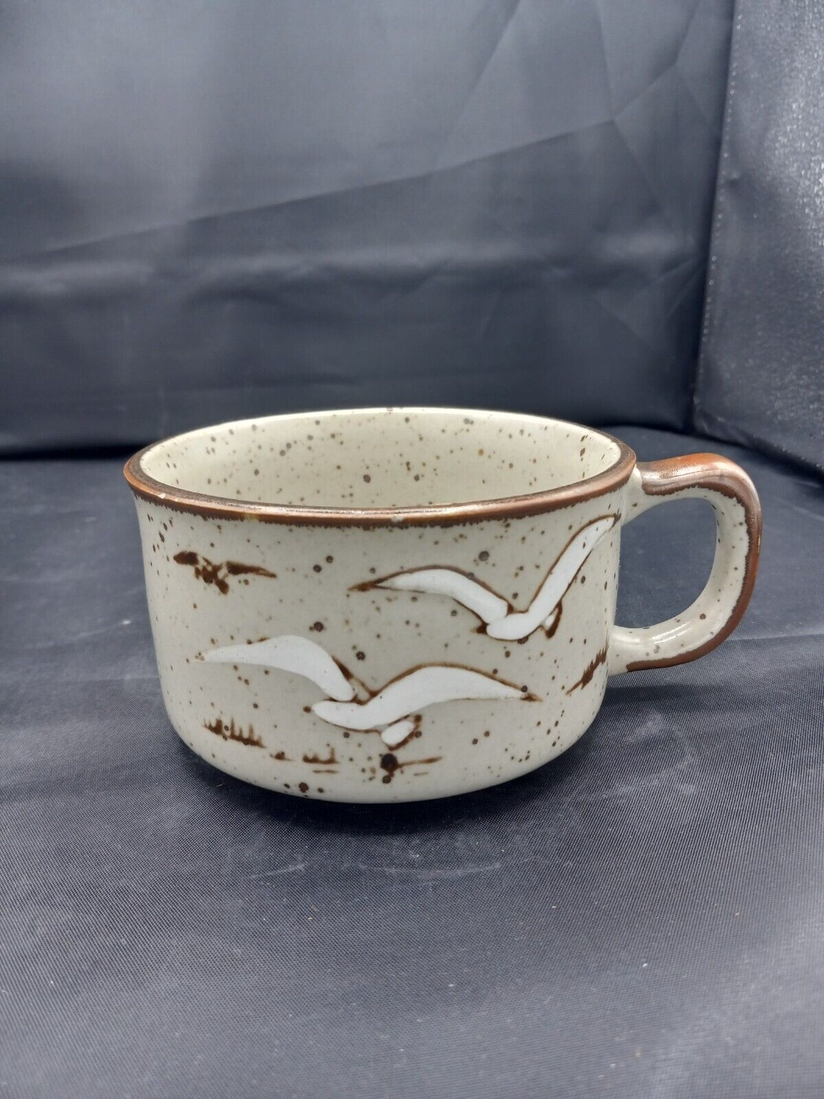 New Labels Otagiri Seagull Soup Mug Stoneware Japan Hand Painted Vintage