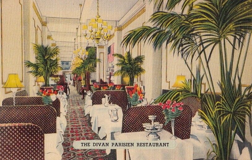 Postcard The Divan Parisien Restaurant New York NY