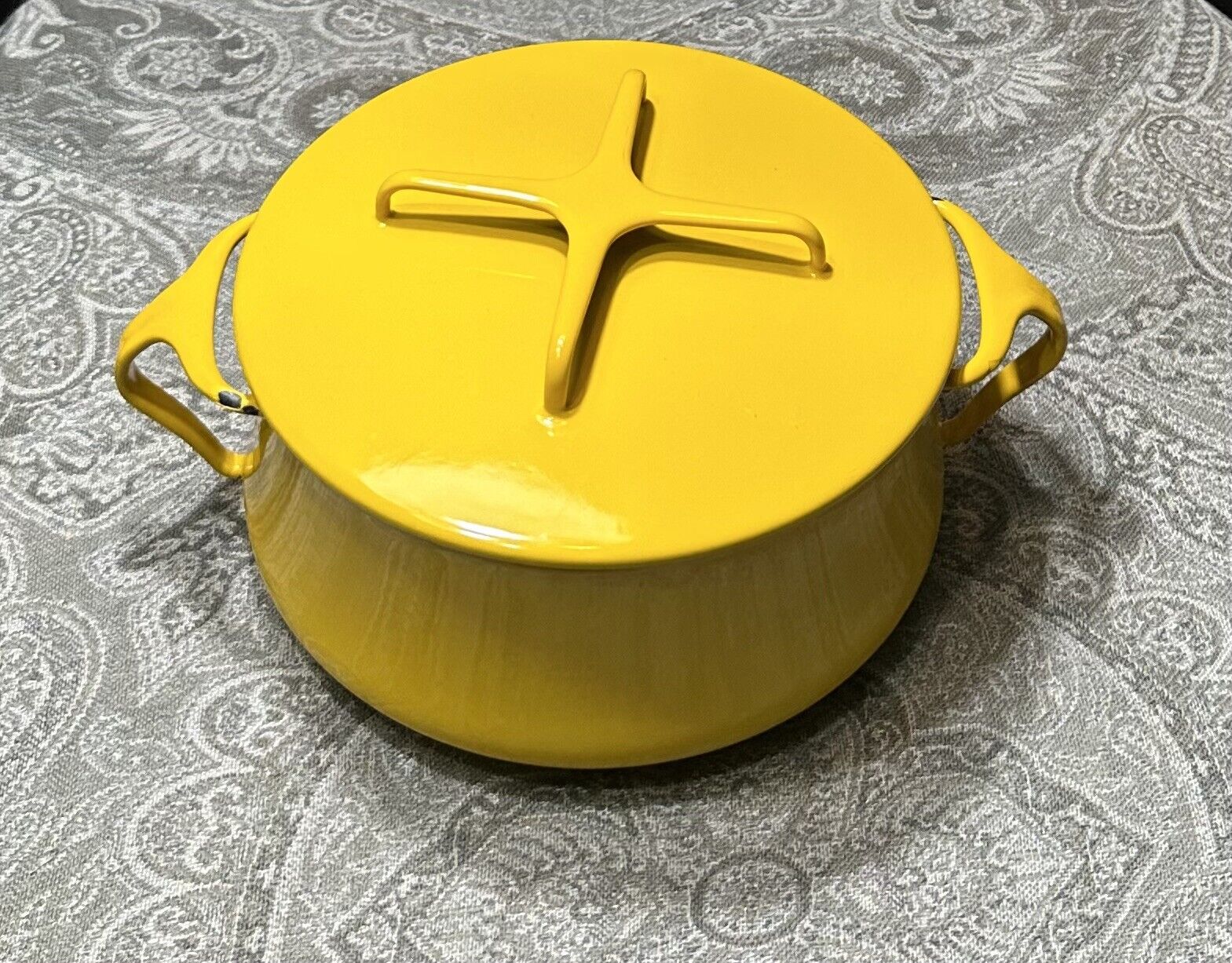 Dansk Designs Denmark IHQ 7” Yellow Enameled Pot w/ Lid Kobenstyle 2 Qt Vintage