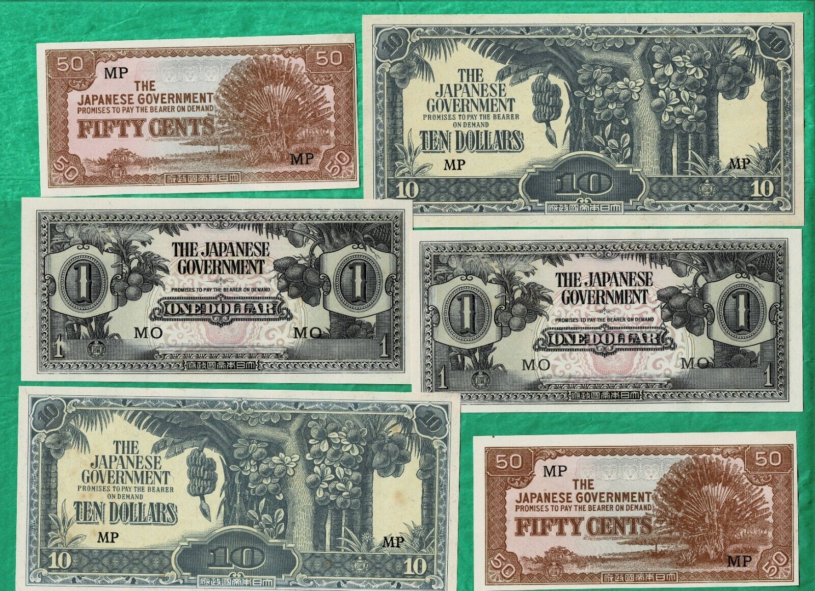 WW-II Malaysia & Singapore - 2 Each Lot of 6 JIM Japanese Invasion Money