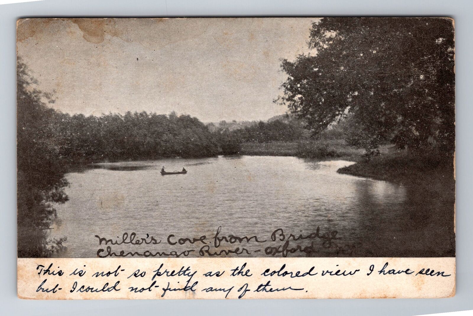 Oxford NY-New York, Miller's Cove, River, Antique, Vintage c1908 Postcard