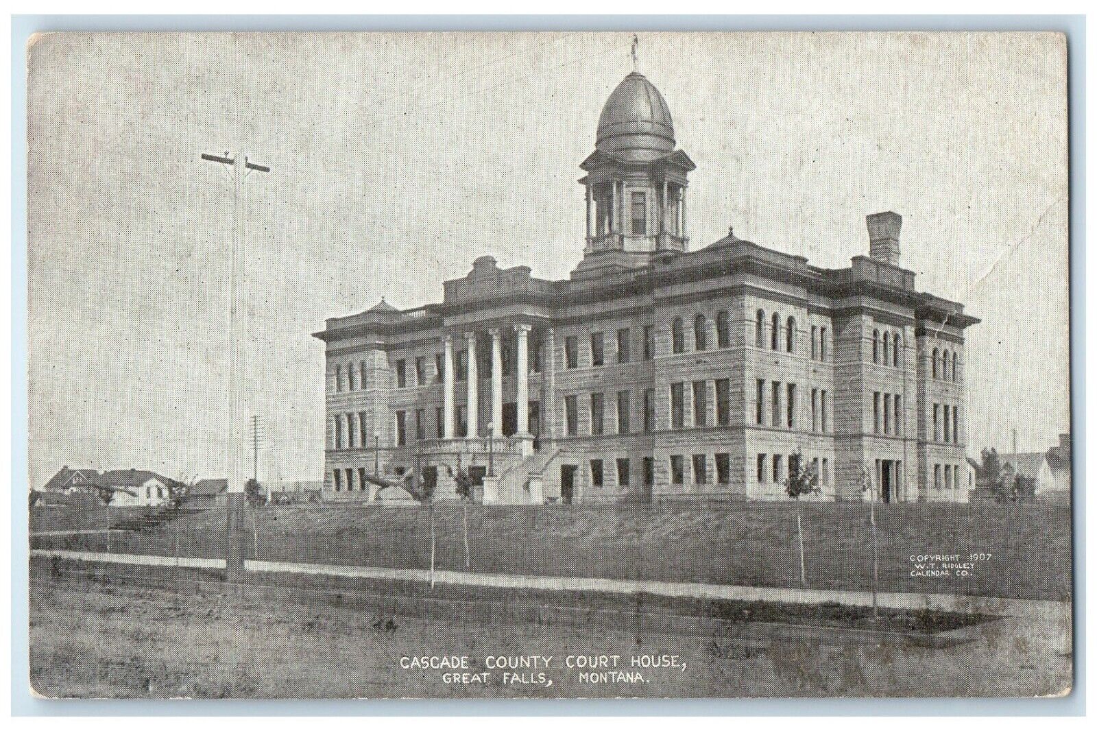 c1910 Cascade County Court House Exterior Building Great Falls Montana Postcard