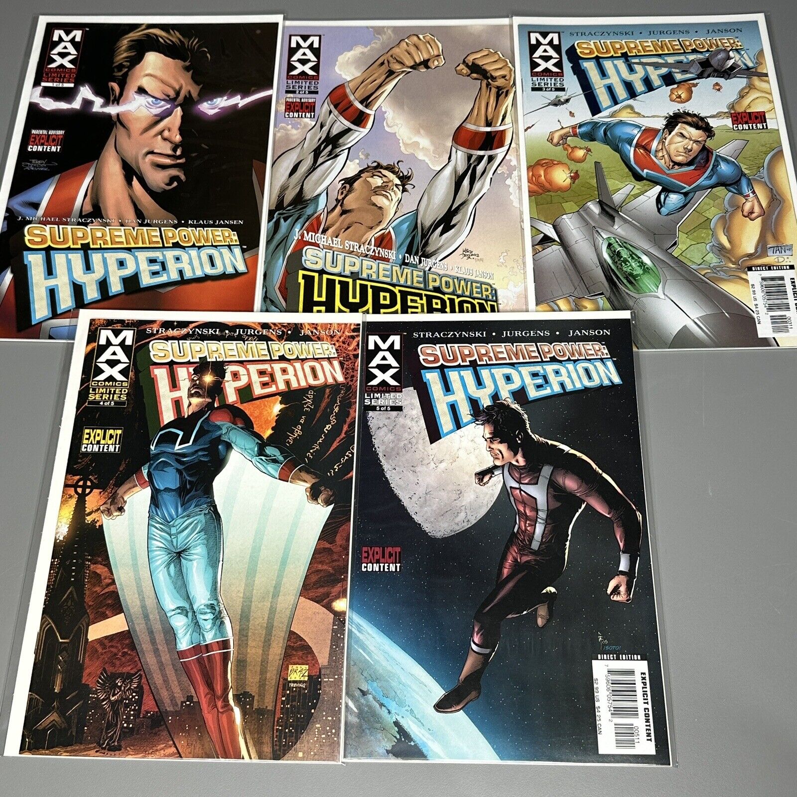 Marvel MAX Comics Supreme Power Hyperion Complete Series 1-5 2005 Explicit VF/NM
