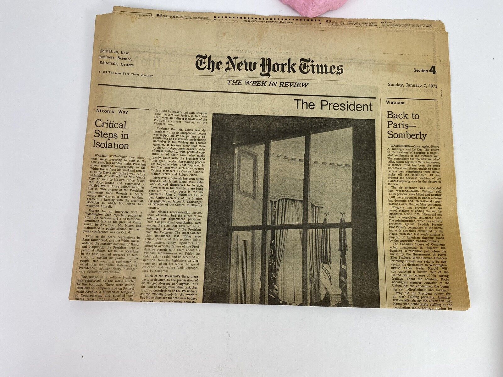 1973 The New York Times: This Week in Review Jan 7 - The President (Nixon) The C