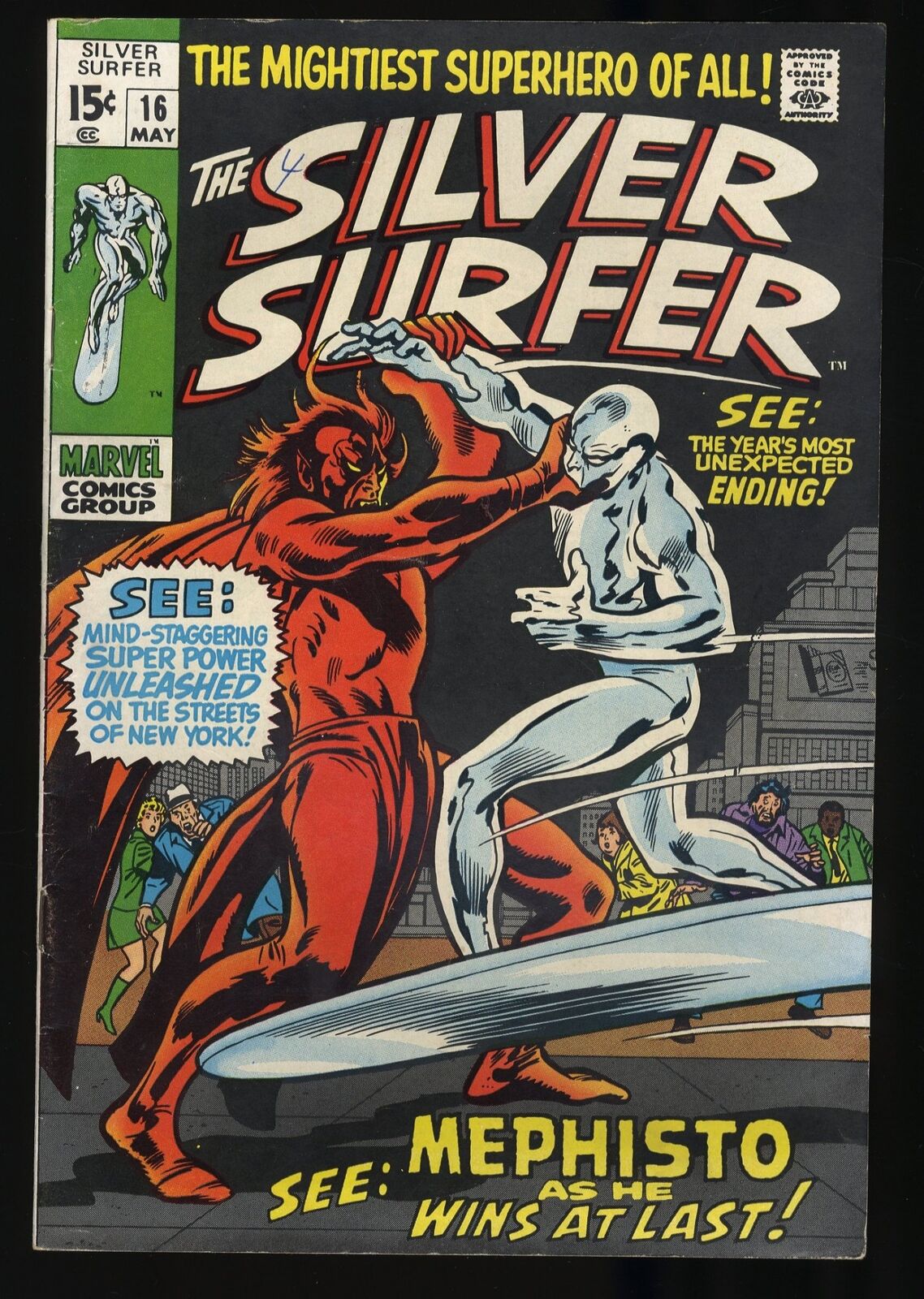 Silver Surfer #16 FN+ 6.5 Vs Mephisto Nick Fury Buscema/Stone Cover
