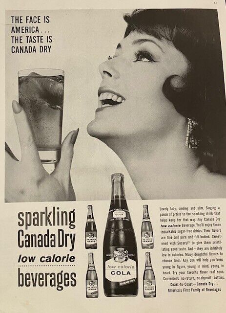 1961 Original Vintage Canada Dry Sparkling Water Soda Drink America Ad