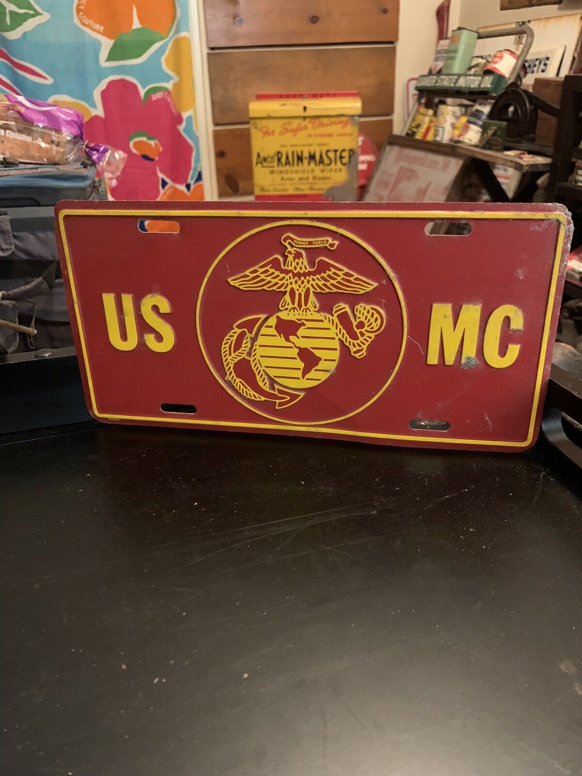vintage sign, United States Marine Corps , License Plate Topper , 1970’s ￼￼