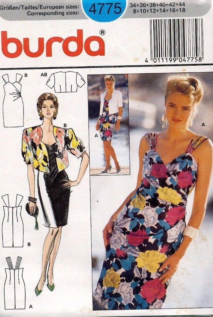 1980's VTG Burda Misses' Dress and Jacket Pattern 4775 Size 8-18 UNC