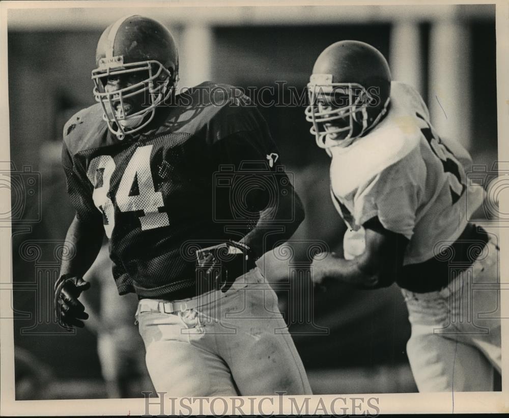 1989 Press Photo University Of Alabama Football Player Steve Webb At Practice