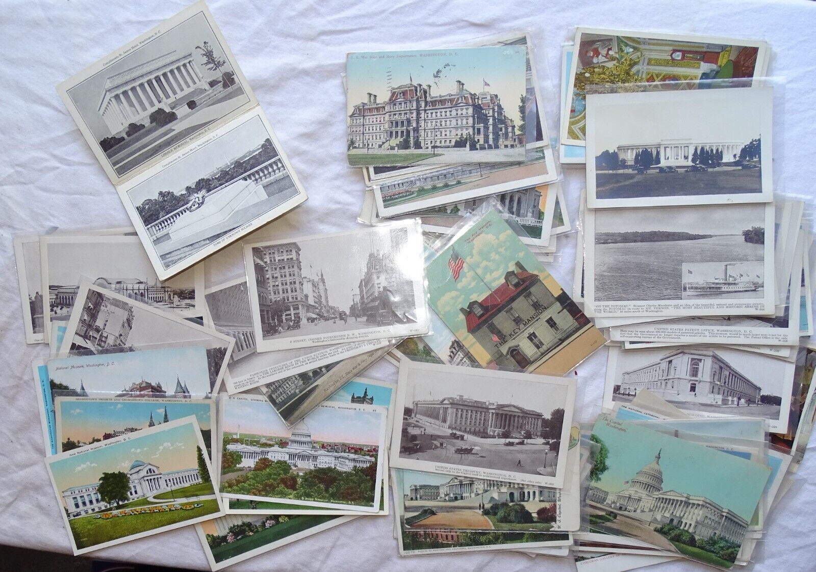 Washington D.C. Postcards (82) St James Hotel foldout card, many 1910\'s, etc.