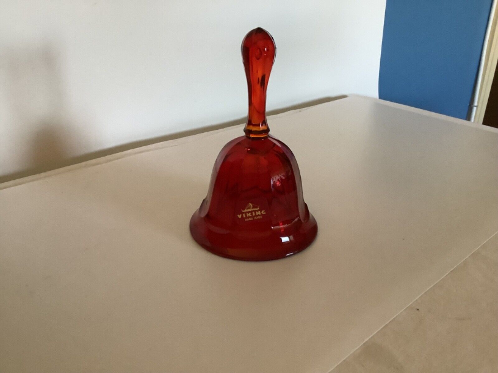 Vintage Viking Art Glass Bell ~ Ruby Red w Original Sticker