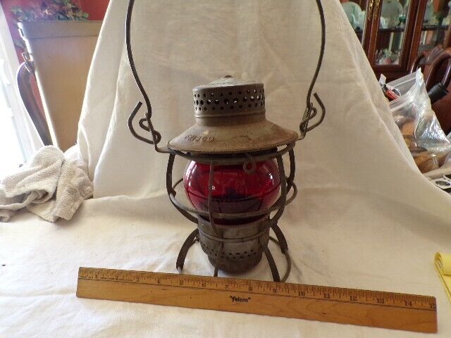 Vintage Dressel Arlington N.J. Frisco Lantern w/Red Frisco Glass