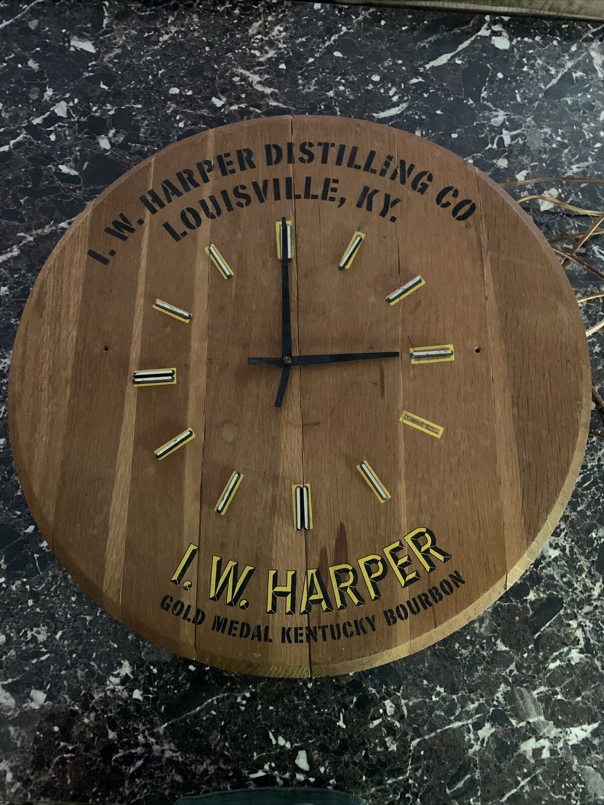I.W. Harper I W Harper Bourbon Barrel Whiskey Head/ Top Clock 21” Diameter