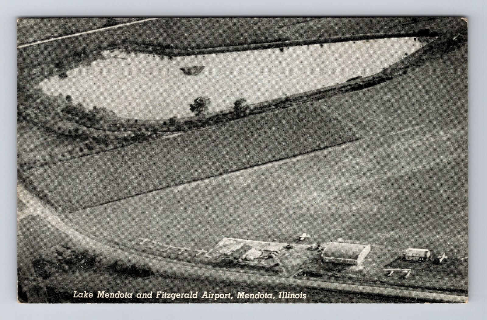 Mendota, IL-Illinois, Lake Mendota Fitzgerald Airport Antique, Vintage Postcard