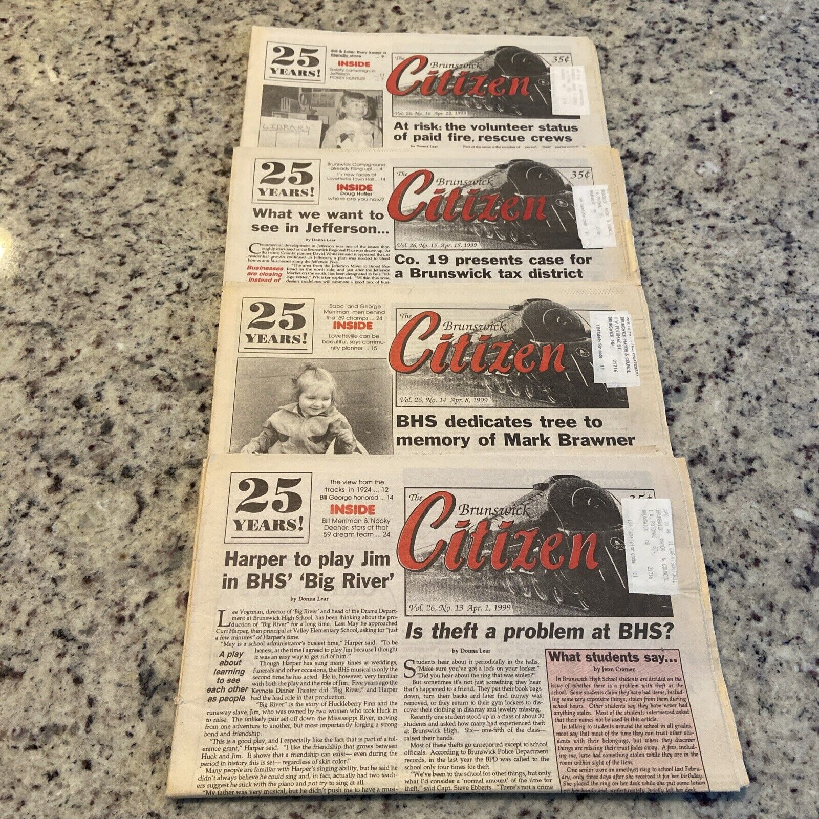 Vintage Lot Of 4 April 1999 Brunswick Citizen Newspapers Maryland Complete Month