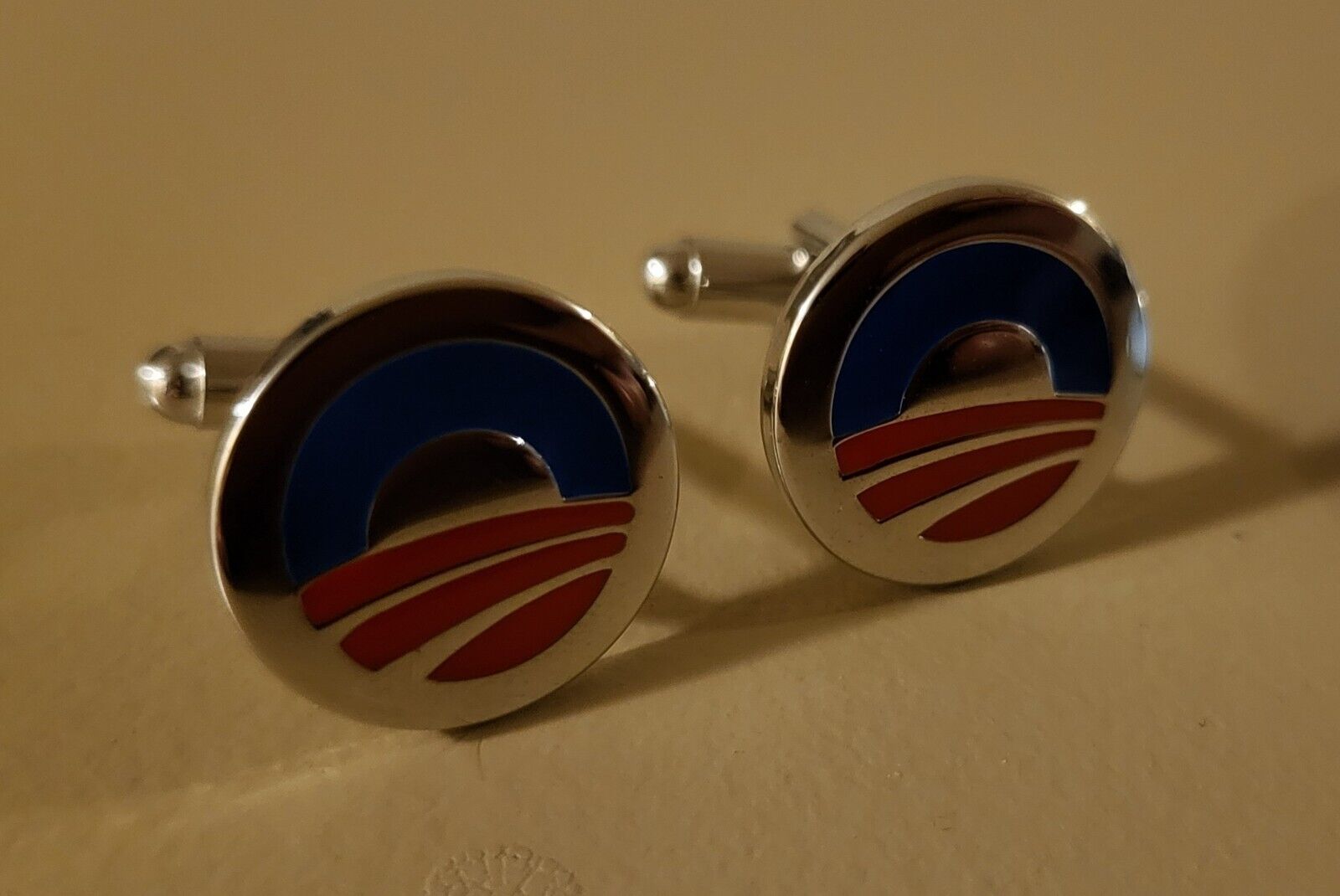 Rare President Barack Obama Color Logo Presidential Campaign Cufflinks