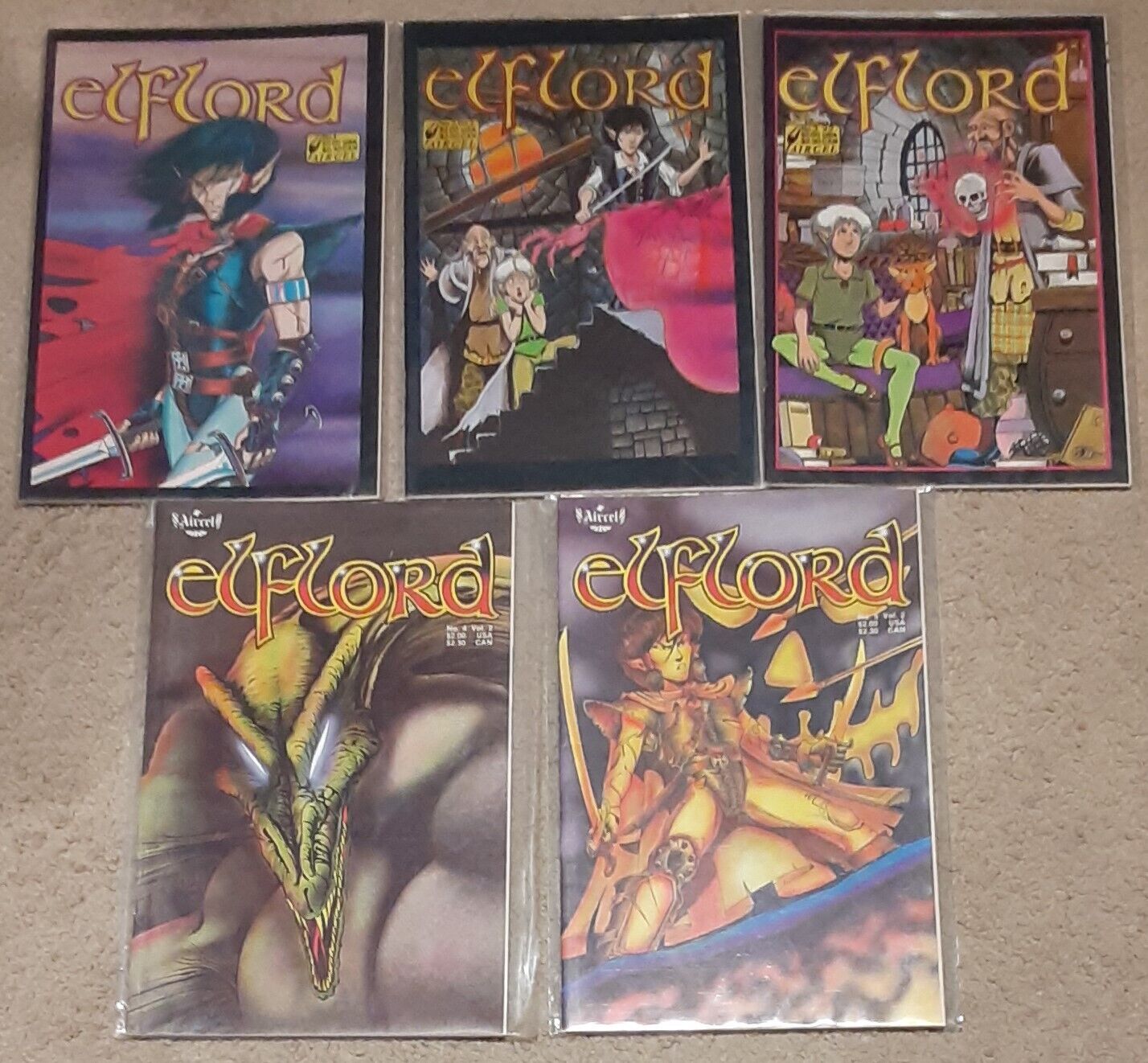 Elflord Vol 2 #1-5 complete run (Lot of 5) VF 1986 Aircel SEE PIC Bagged