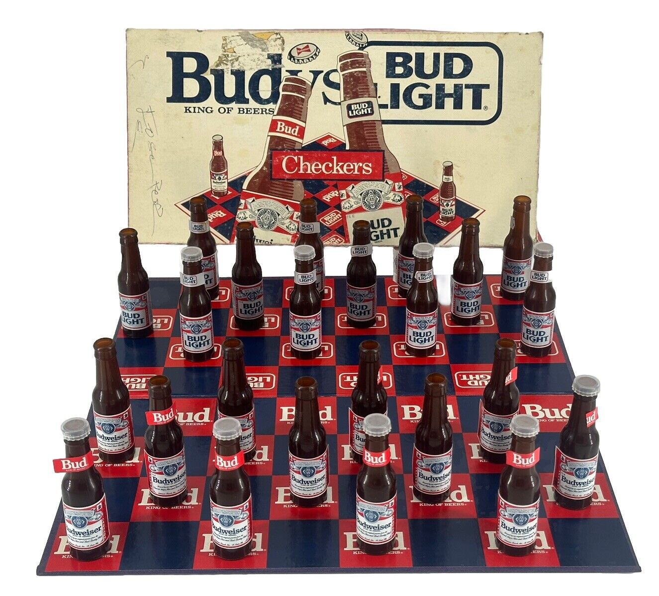 Vintage Rare Bud King of Beers vs. Bud Light Checkers Board Game As Is 