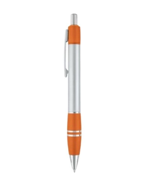 Lot of 100 Pens - Orange Metal 2-Tone Grip Ballpoint Pens – Black Ink