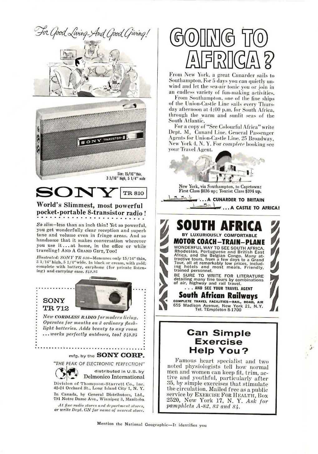 1959 Print Ad Sony World\'s Slimmest  powerful pocket-portable 8-transistor radio