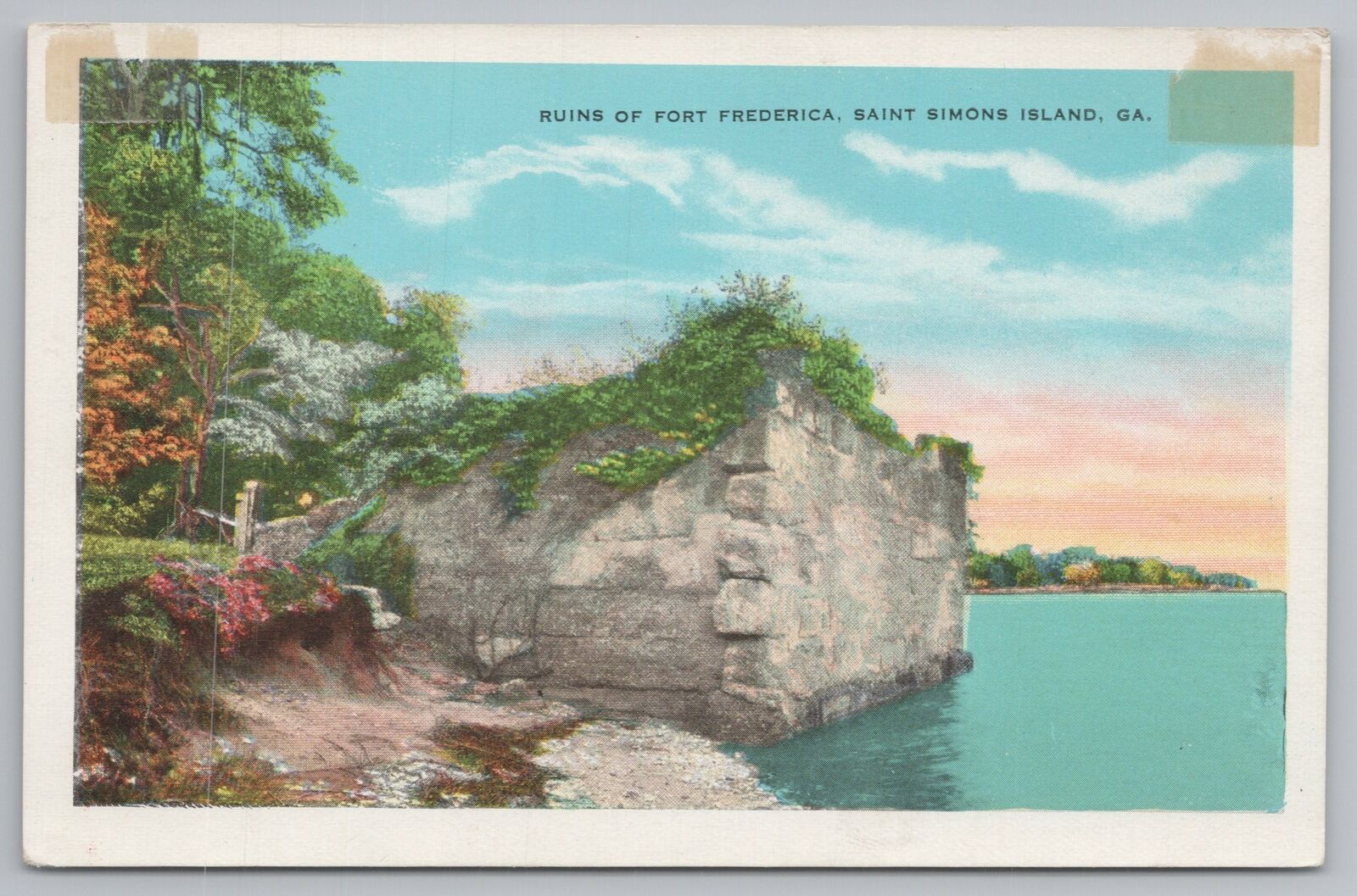 Saint Simons Island Georgia~Ruins Of Fort Frederica~Vintage Postcard