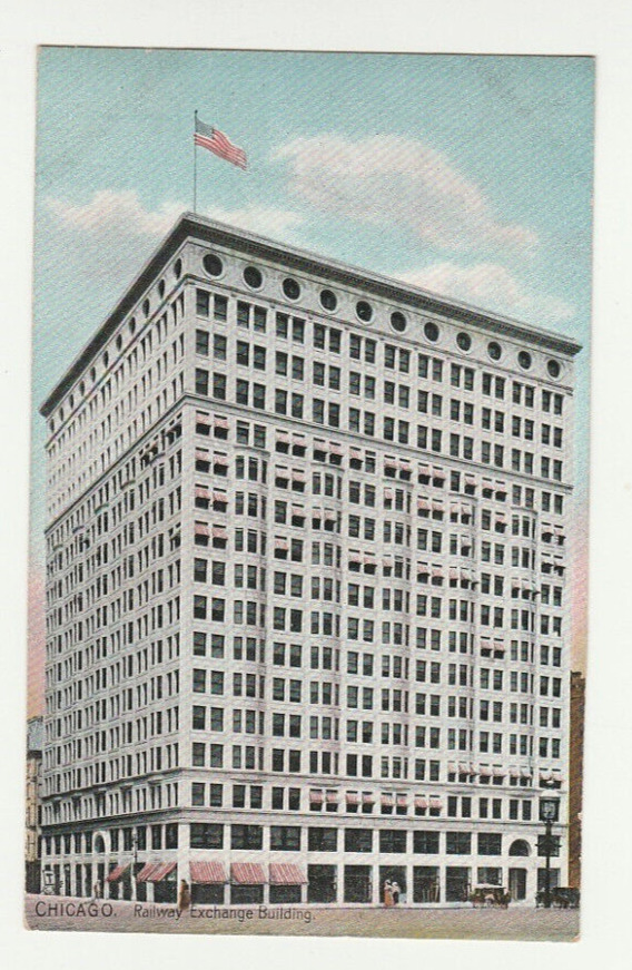 1908 Postcard Railway Exchange Building Chicago Illinois Unposted Antique Tuck